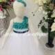White Dress With Teal Hydrangea Flower Dress Wedding Dress Birthday Picture Prop Yellow Flower Girl Dress