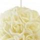 Garden Rose Kissing Ball - Ivory - 10 Inch Pomander Extra Large