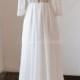 Lace open bacj ivory a line chiffon wedding dress with mid sleeves