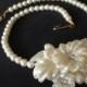Plastic Gardenia Bridal Necklace – 1960s Faux Wax Flowers Jewelry