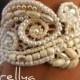 PEARL CUFF BRACELET Beaded Vintage Lace Bridal Wedding Jewelry Hand Embriodered Pearls - Dafna