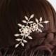 Bridal Comb Rose Gold Flowers and Leaves Swarovski Crystal Vintage Wedding Hair Accessory DAINTY SABINE