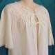 Free Shipping..Vintage 1950 White Bed Jacket Lace Embellished Sleeves and Neckline