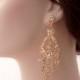 Rose gold chandelier earrings-Rose gold bridal earrings-Rose gold art deco rhinestone Swaroski crystal earrings - Wedding jewelry