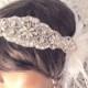 Bridal headpiece rhinestone headband flapper headband bridal headband bridal accessories hair accessories white 1920's wedding headband