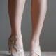 vintage silver powder criss cross strappy heels / vintage wedding shoes