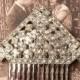 1920s Flapper Rhinestone Bridal Hair Comb or Fur Clip, Art Deco Clear Crystal Roaring 20s Headpiece or Silver Antique Wedding Accessory