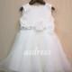 Simple Tutu Ivory Flower Girl Dress Wedding Easter Junior Bridesmaid Baptism Sleeveless Baby Infant Children Toddler Kids Dress +satin bow