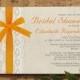 Orange Bow Lace Bridal Invitations, Bridal Shower Invitations, Wedding Shower Party Invites, Printable, Digital PDF, DIY Template, Printed