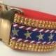 WonderDoberWoman Bling.  2" Gold Bling with Star Ribbon, Faux Rhinestone Quick Release or Martingale Dog Collar