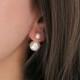 Double Pearl Ear Jackets - Pearl Earrings, Wedding Jewelry, Wedding Pearl Earrings, Bridesmaid Gift, Double Pearl Earrings,