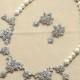 Vintage Wedding Bridal Jewelry Set SWAROVSKI Pearl Rhinestone Crystals Necklace,Stud Earringsd-- Made To Order