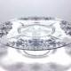 Vintage Silver Overlay Glass Pedestal Cake Stand with Flower Bouquet Pattern, 12.5" Across
