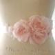 Pale Baby Pink Chiffon White Lace Embroidery Flower Little Rose Rosettes Blossom Belt Obi Women Sash - Bridal Wedding Romantic French Dress