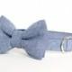 Preppy Dog Bow Tie Collar - Navy Herringbone