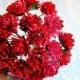 Cranberry red Dahlias Vintage style Millinery Flower Bouquet - for decorating, gift wrapping, weddings, party supply, holiday