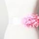 Bridal Hot Pink Chiffon Flower Sash Posh Ribbon Belt - Vintage Inspired Wedding Dress Sashes, Night Dress Belts - Ready To Ship