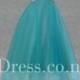 Gorgeous Sleeveless One Shoulder Aqua Blue Tulle Long Ball Gown Prom Dress