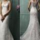 2015 Amelia Sposa Wedding Dresses With Scoop Sheer Back Covered Button Mermaid Court Train Lace New Hot Custom Glamorous Church Bridal Gown Online with $131.48/Piece on Hjklp88's Store 