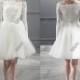 Vintage Lace Long Sleeves Monique Lhuillier Spring 2014 Short Wedding Dresses Knee Length Beach Backless Wedding Dress Little White Bridal Online with $86.9/Piece on Hjklp88's Store 