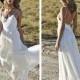 2014 Grace Loves Lace Beach Backless Wedding Dresses A-Line Lace Applique Spaghetti Straps V Neck Floor-Length Chiffon Bridal Gown Online with $104.82/Piece on Hjklp88's Store 