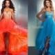 2014 New Arrival Strapless A Line Beads Organza Blue Orange High Low Evening Prom Dresses Formal Party Dress Gowns 4936A Real Photo Online with $83.86/Piece on Hjklp88's Store 