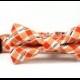 Orange Peel Plaid Dog Collar and Dog Bow Tie Set - Made to Order / Wedding Dog Collar Bow Tie Set / Summer Dog Collar Bow Tie Set