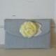 Grey Burlap Clutch Bridesmaid Purse Gift Idea Rustic Wedding Grey and Yellow Wedding Clutch Gift for Her Under 20