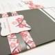 Cherry Blossom Wedding Invitation Suite, Pocket fold in Gray - Sample