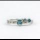 Natural Blue Zircon and Conflict Free Diamond Ring - Engagement Promise Mothers Ring - Sterling Silver, 14k Palladium White or Yellow Gold
