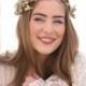Gold Wedding Woodland Flower Headband with Gold Flowers and Ribbon Ties, Flower Crown, Boheimian Festival Hair Accessory Golden Wedding Hair