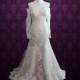 Vintage Style Lace Wedding Dress with Off Shoulder Long Sleeves 