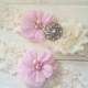 Light Pink Chiffon Wedding Garter Set, Bridal Garter, Garter, Lace Garter, Wedding Garter Belts, Vintage Wedding