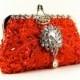 Red Beaded Evening Bag- Red Beaded Clutch - Gorgeous Red beaded wedding purse, Evening Bag - Red Purse