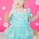 Flower girl dresses- Tiffany blue flower girl dress set-Aqua flower girl dress - Frozen dress - lace girls dress - Birthday photo outfit set