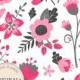 Premium Hot Pink Floral Clipart & Flower Vectors - Pink Flowers, Vintage Flowers, Flower Clip Art, Vector Flowers