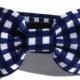 Dog Bow Tie in Navy and White Gingham Check for Small to Large Dogs