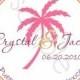 Tropical Palm Tree Personalized Stickers - Wedding Stickers, Destination Wedding, Favor Labels, Envelope Seals, Beach - Choice Of Size