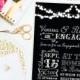 Twinkling Fairy Lights Engagement Party Invitation Black and White Typography