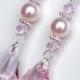Rosie Bridal Earrings -  Pink Crystal Pearl Bridesmaids Earrings, Wedding Jewelry, Wedding Earrings, Bridesmaids Gifts