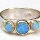 Blue opal Gemestone Engagement Ring - 14k gold ring silver ring Blue Opal  ring, MADE TO ORDER