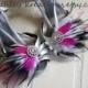 DALIA -- Prom Wedding Bride Bridesmaid Marabou Feather Shoe Clips Black White & Hot Pink w/ Rhinestones -- Customizable in YOUR Colors