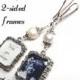 Wedding bouquet photo charm with Freshwater pearl. One or two sided frame- Memorial photo charm for a bride's bouquet.