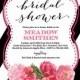 Black White & Roses Bridal Shower Invitation Pink Flowers Black Striped Fuchsia Modern FREE PRIORITY SHIPPING or DiY Printable- Meadow