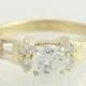 Diamond Engagement Ring - 14k Yellow White Gold Round Solitaire w/Accents .83ctw F3909
