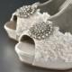 Silk Lace Wedding Shoes - Custom Color Choices- Wedding Peep Toe 4" Heels, Women's Bridal Shoes