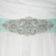 Aqua Bridal Sash - Bridal Belt - Wedding Belt - Pearl and Rhinestone Beaded Belt, Bridesmaid Dress Satin or Sheer Organza Sash - SOFIA