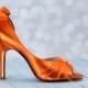 3 1/2"  Heel - High Heel Shoe - Orange Shoe - Wedding Shoe - Choose From Over 200 Color Choices - Custom Wedding Shoe - Orange Wedding Shoe