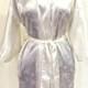 vintage white silk robe - 1970s California Dynasty floral silk lingerie robe