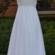 Open Back Cross Straps White Lace Flow Chiffon Wedding Dress Wedding Gown Empire Waist V Neckline Spaghetti Dress